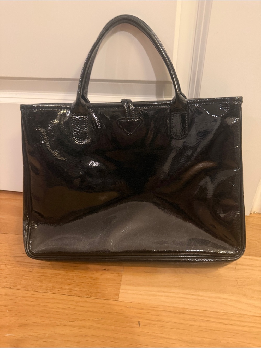 Longchamp Patent Leather Black Top Handle Handbag - Picture 2 of 5